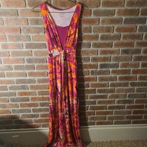 Liz Lange Pink Orange Maternity Maxi Dress